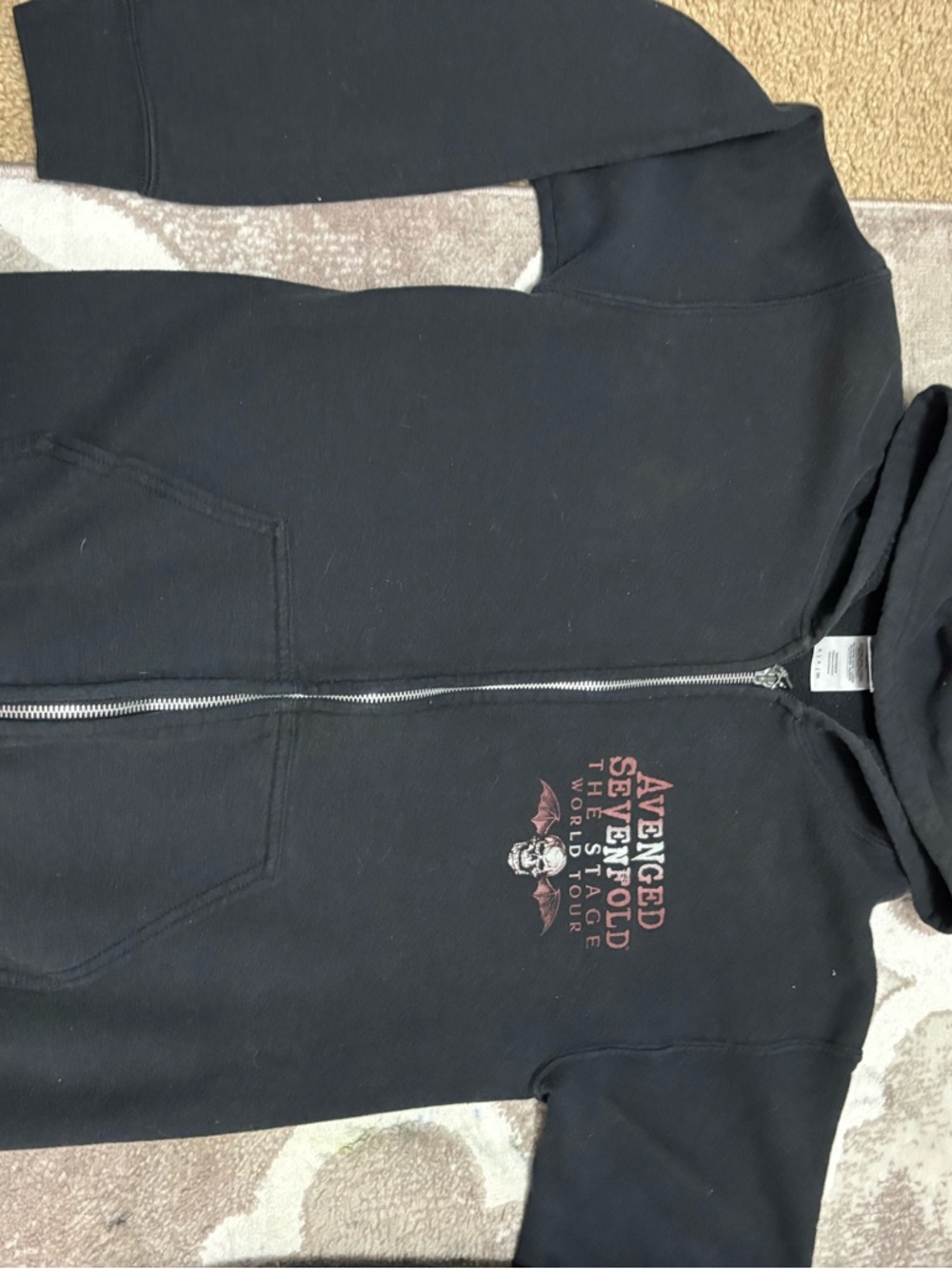 Hot Topic Black Avenged Sevenfold Zip-Up Hoodie with Red Graphic